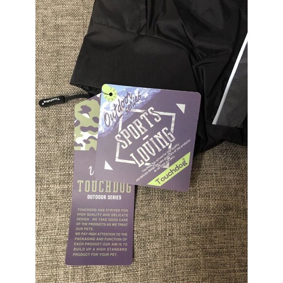 Touchdog Black Waterproof Full Body Rain Jacket Dog Pet Size Medium - Picture 5 of 6